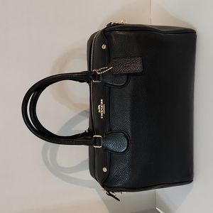 Coach Large Black Pebble Leather Bennett Satchel